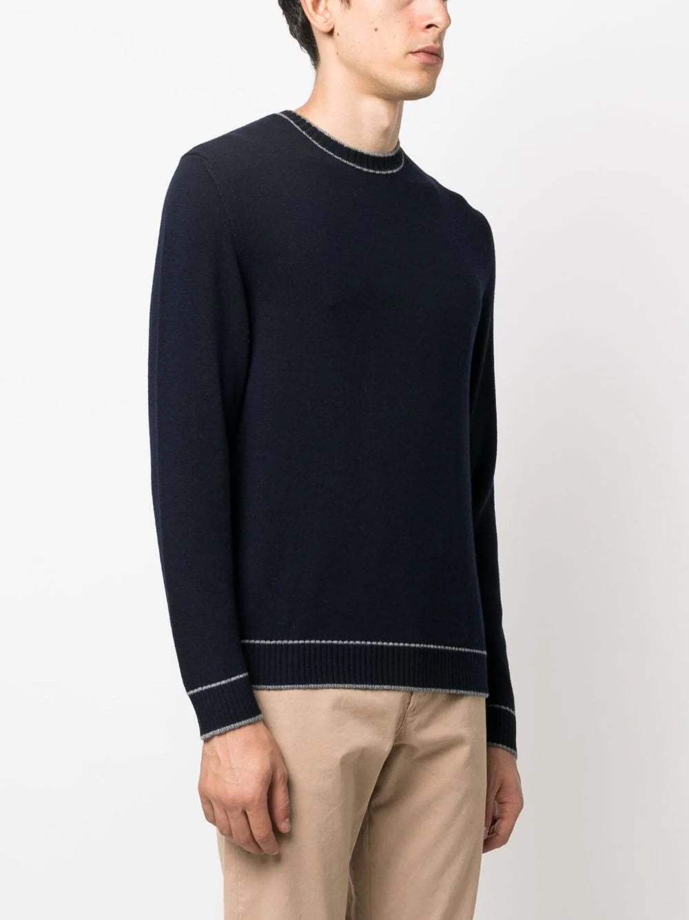 Eleventy Stripe-detail Wool Sweatshirt In Black