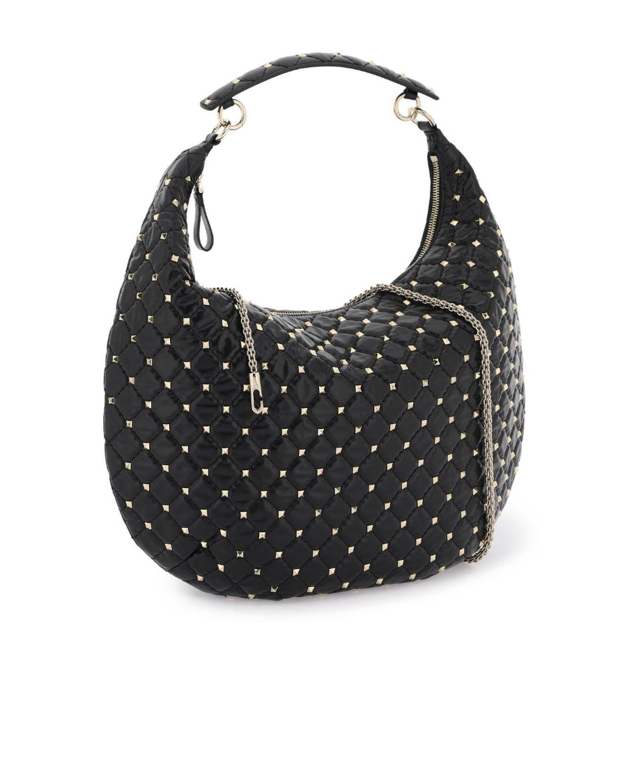 Valentino Rockstud Spike Lambskin Shoulder Bag In Black