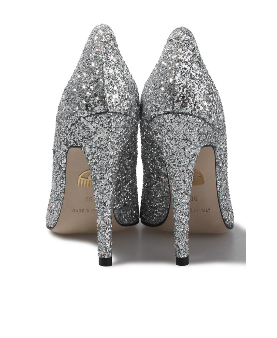 Chiara Ferragni Sequined High Heels In Gray