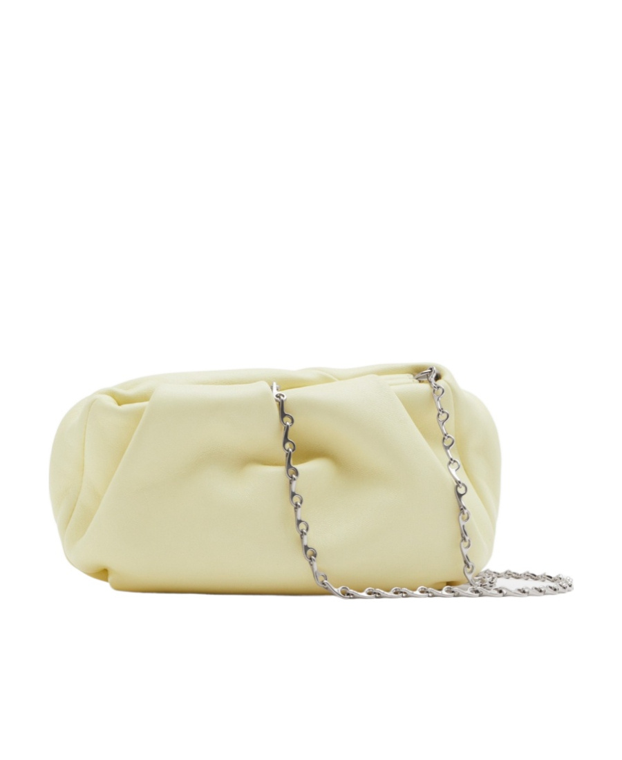 Shop Burberry Rose Chain Leather Clutch Bag In Nude