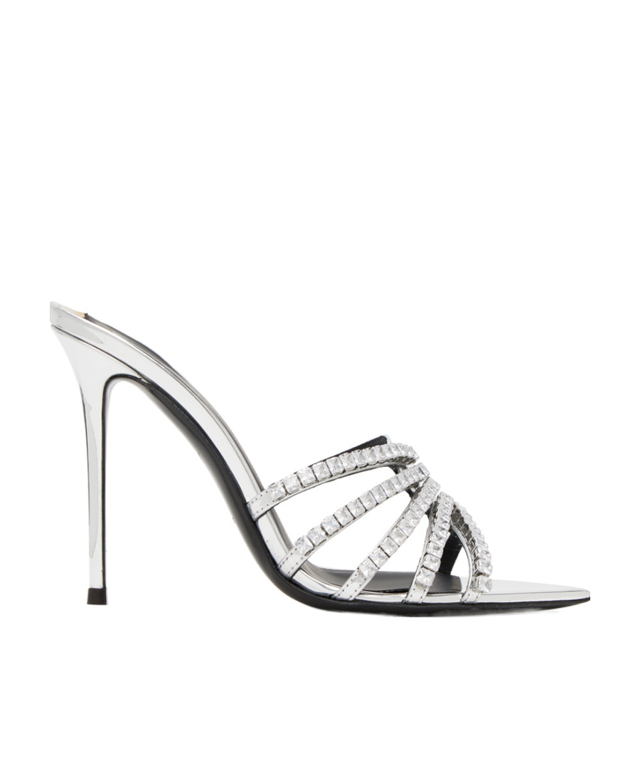 Giuseppe Zanotti Silver Intriigo Heeled Sandals In White