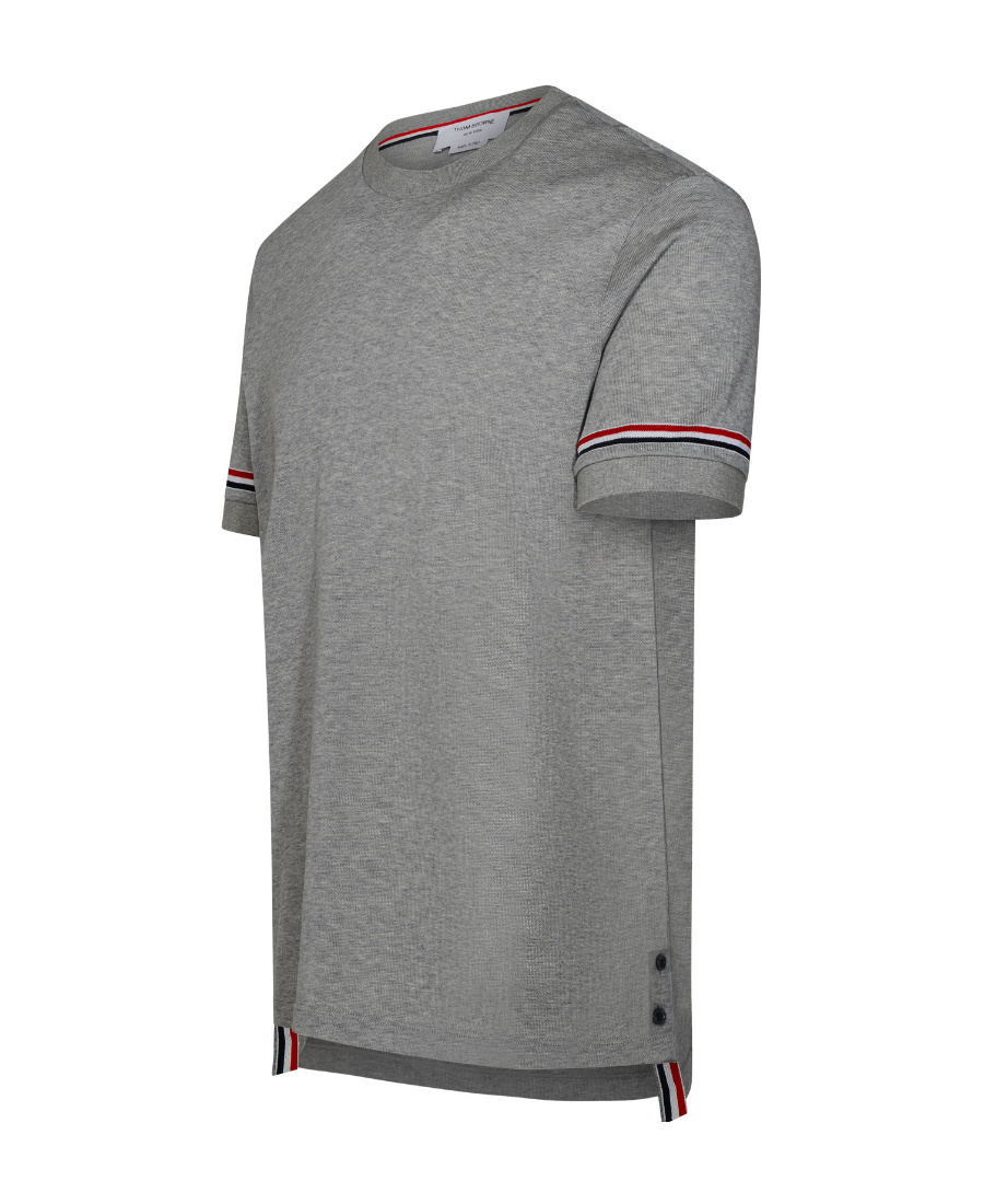 Thom Browne Grey Short Sleeve Crew Neck T-shirt In Cotton Man In Gray