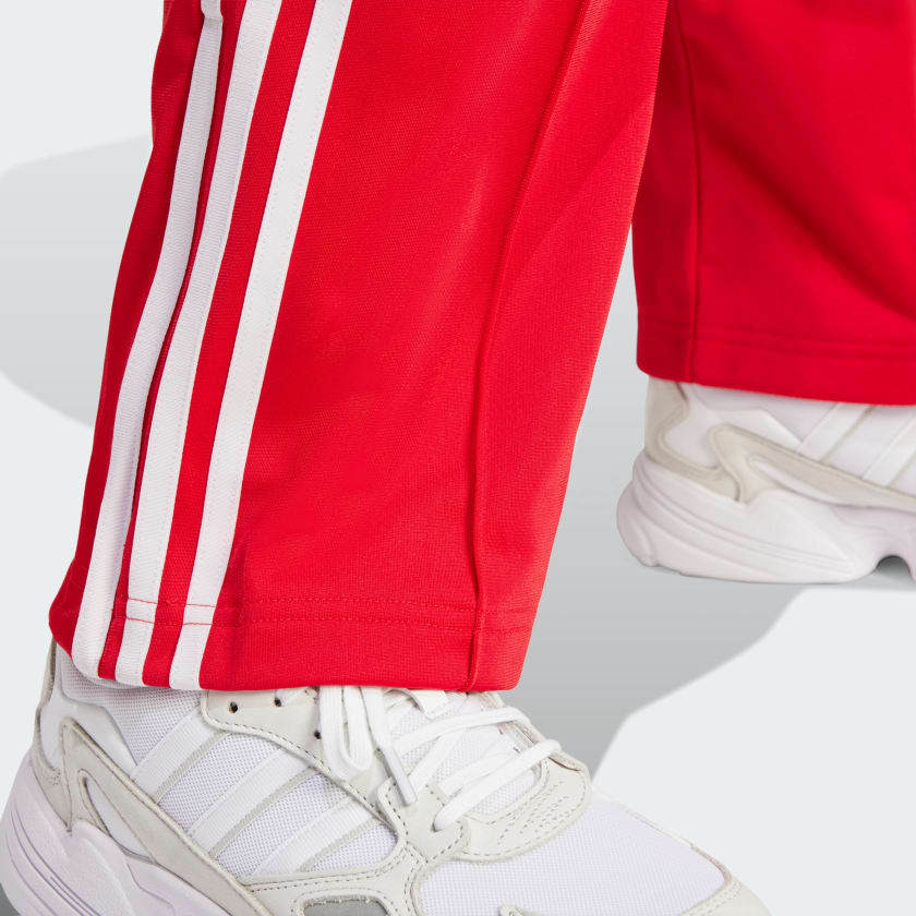 Adidas Originals Straight Trousers With Elastic Waistband And Side Stripes In Red