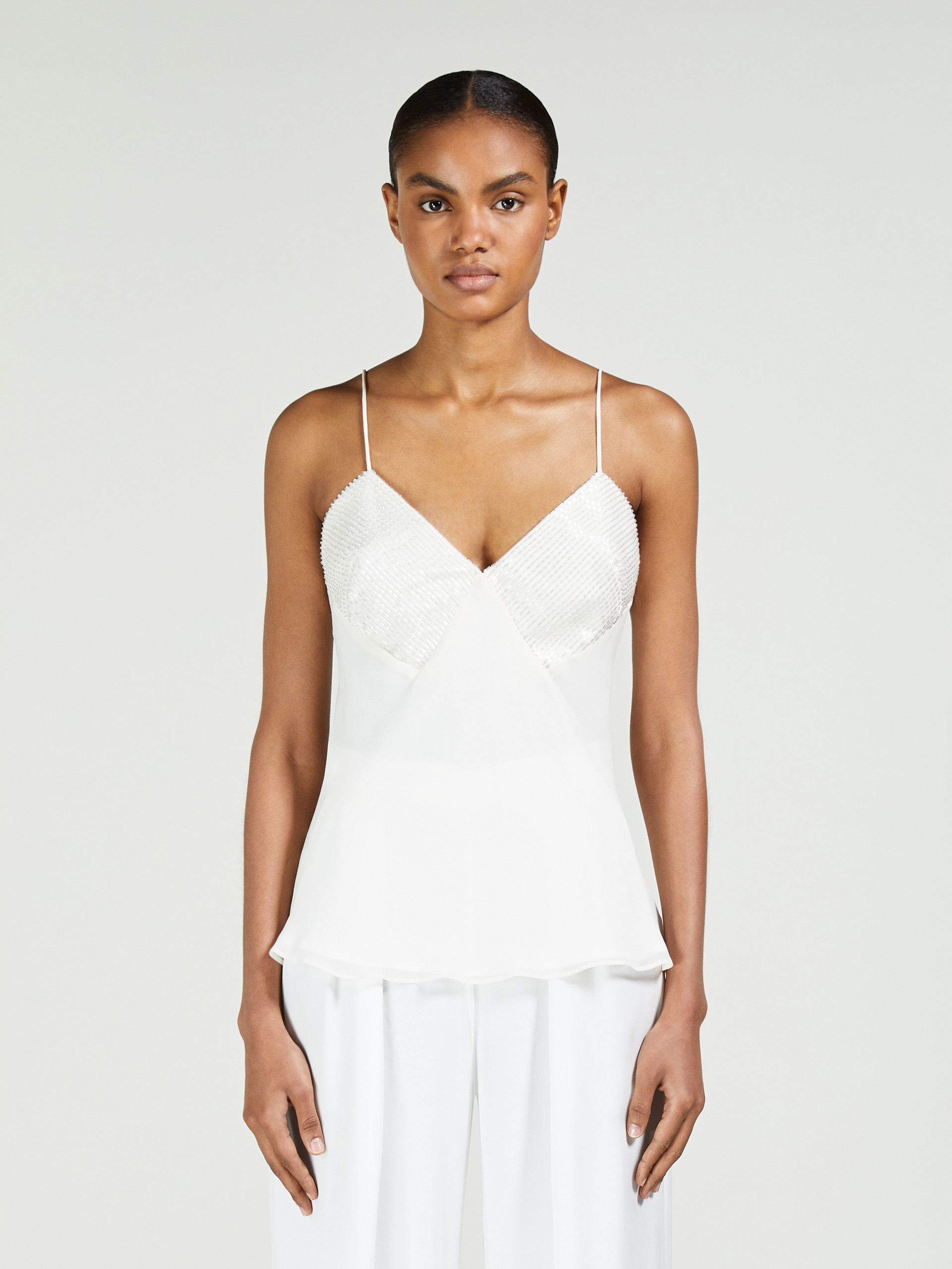 Max Mara Silk Georgette Top In White