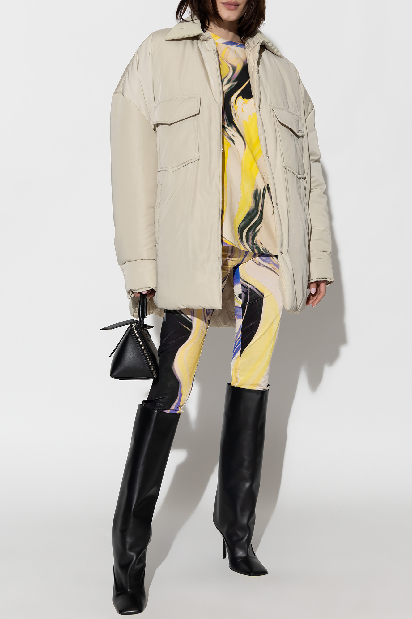 Attico The  Straight Hem Oversized Jacket In Nude