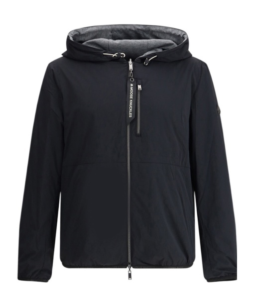 Moose Knuckles Black Reversible Jacket With Hood And Logo Patch On The Sleeve In Tech Fabric Man In Black