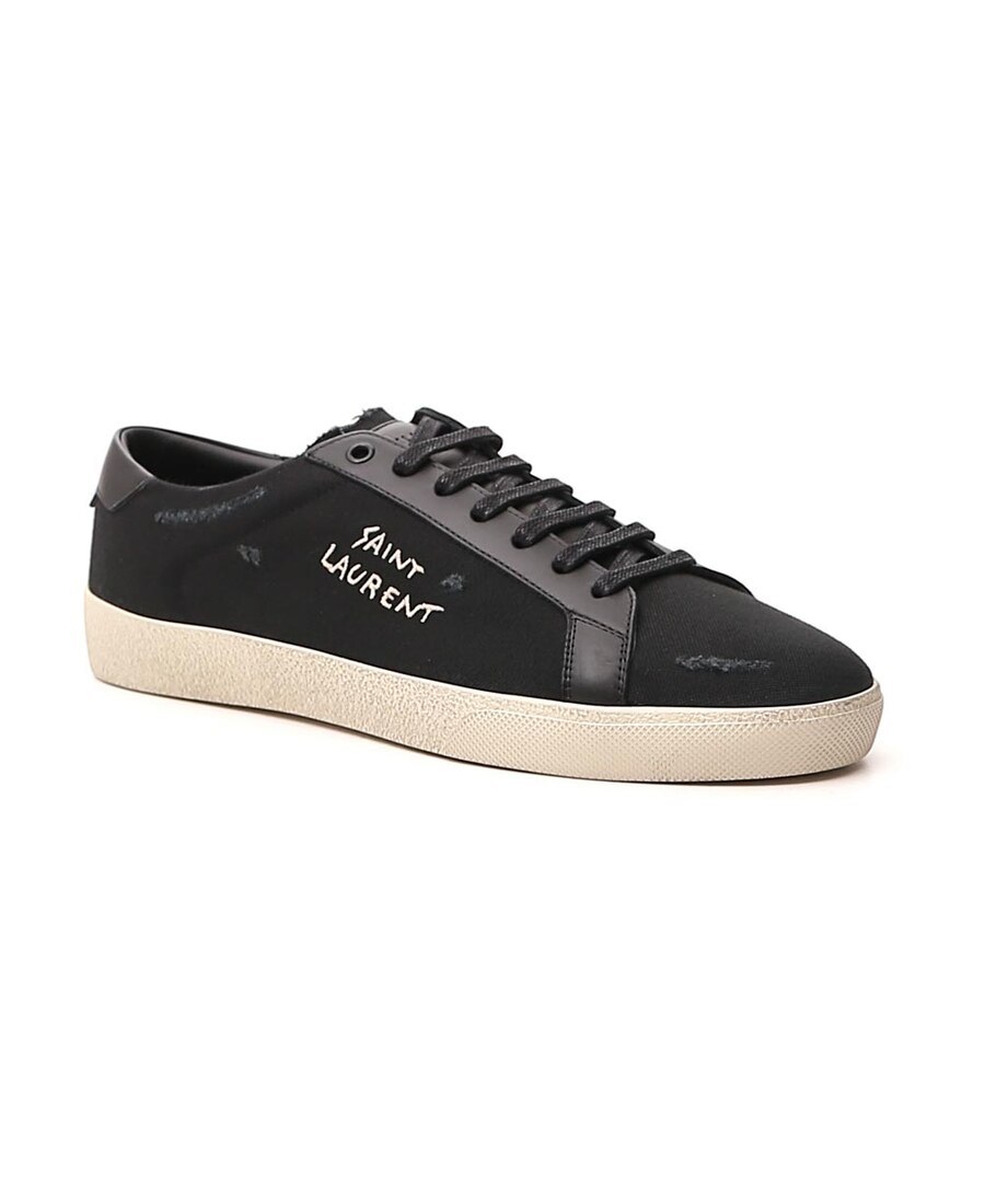 Saint Laurent Logo-print Low-top Sneakers In Black