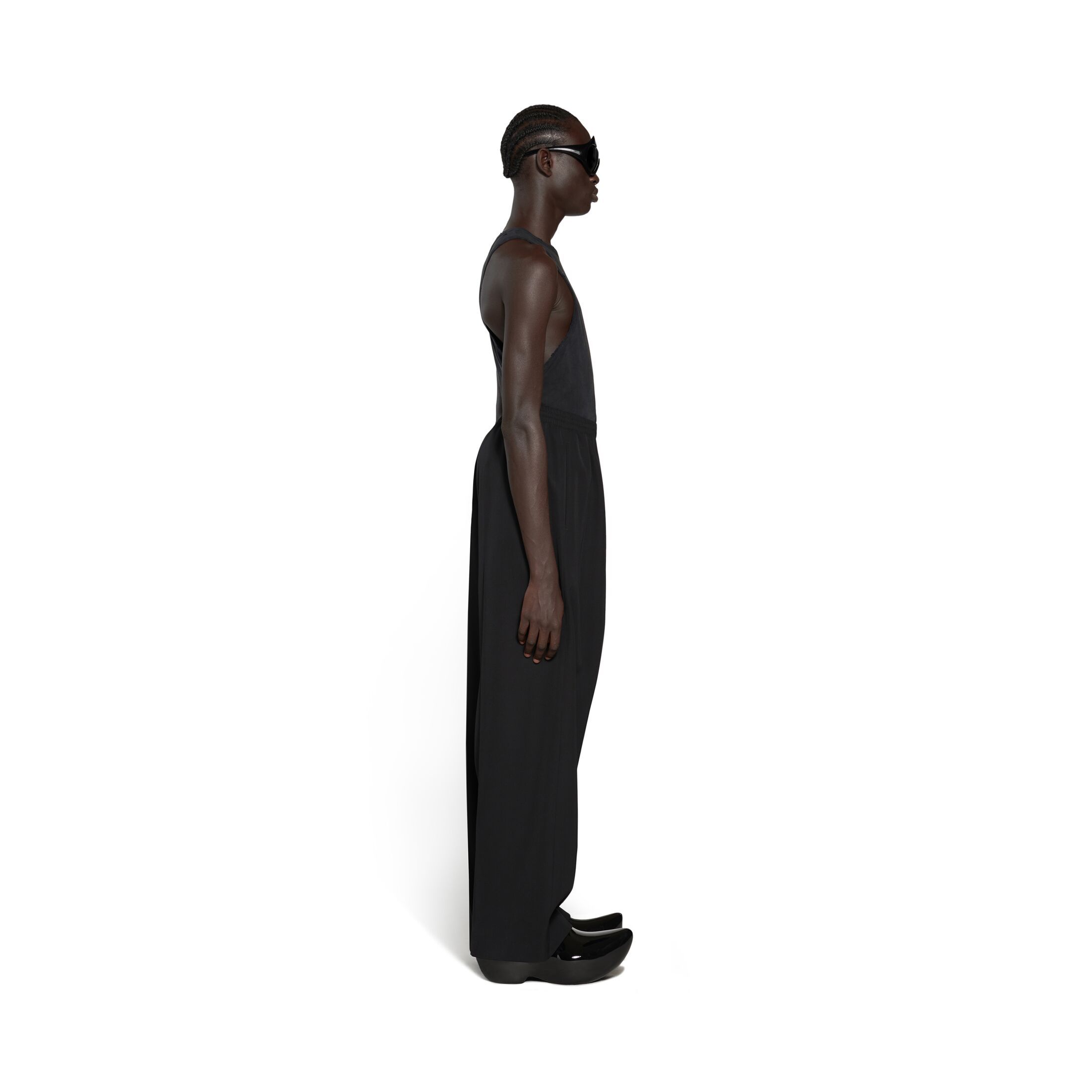 Balenciaga Elasticated Waist Wool Trousers In Black