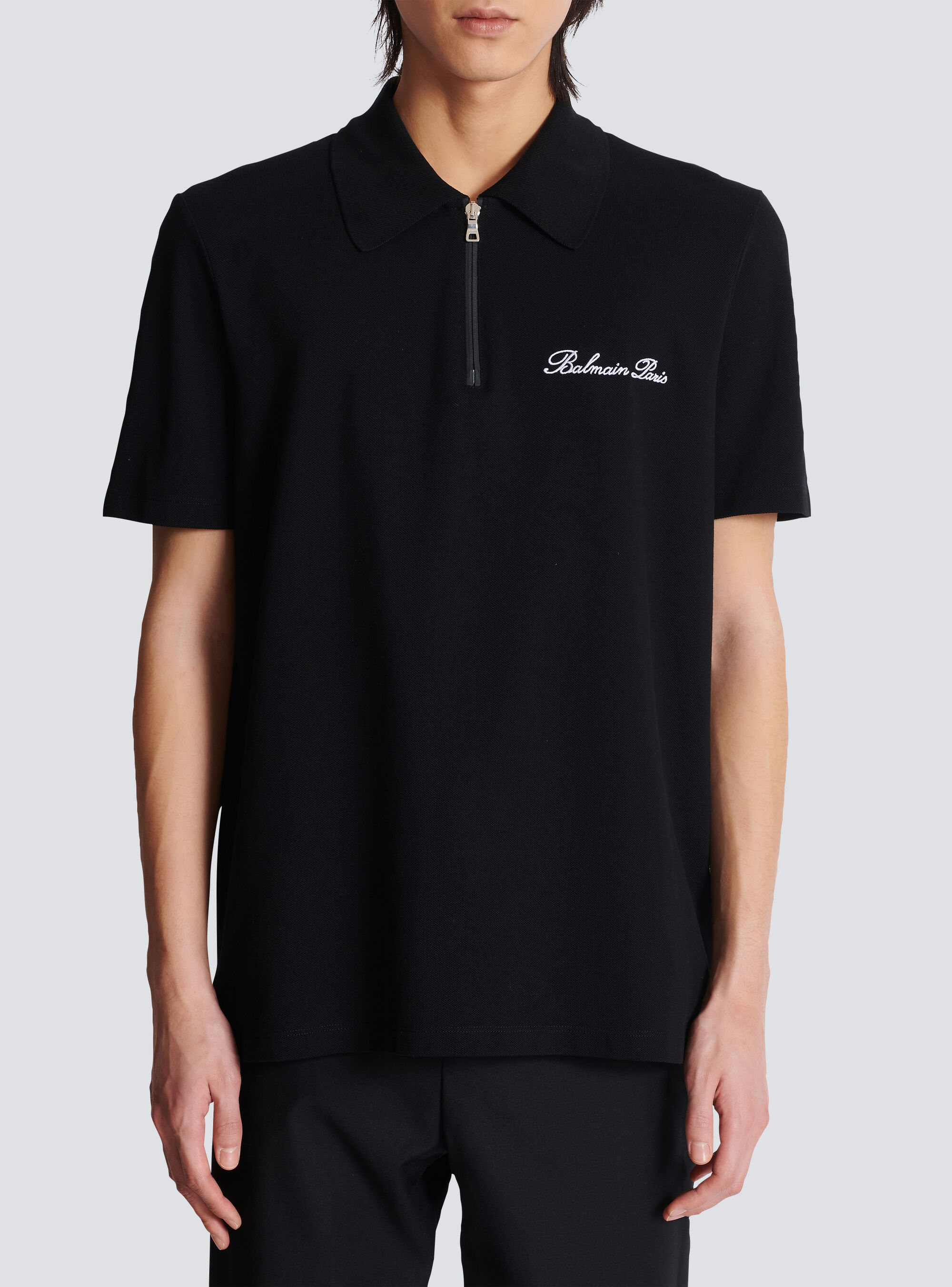 Balmain Signature Black Cotton T-shirt In Black