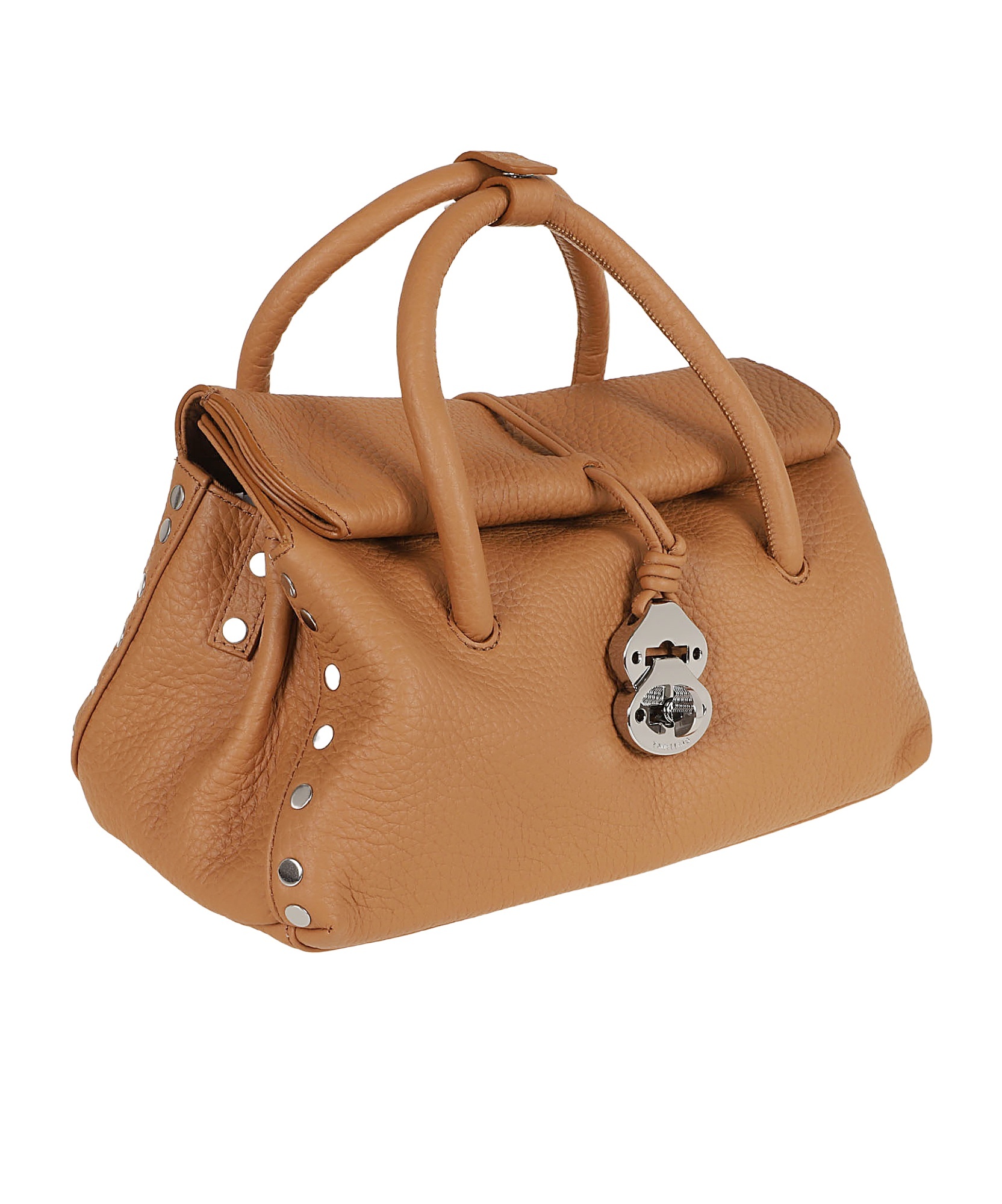 Zanellato Textured Leather Shoulder Bag With Distinctive Clasp In Brown