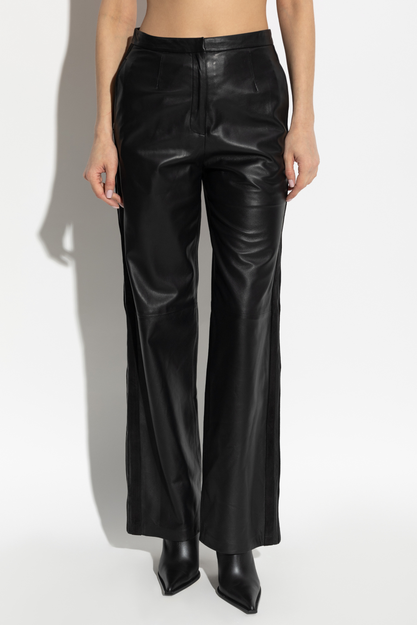 Iro Straight Leather Pants In Black
