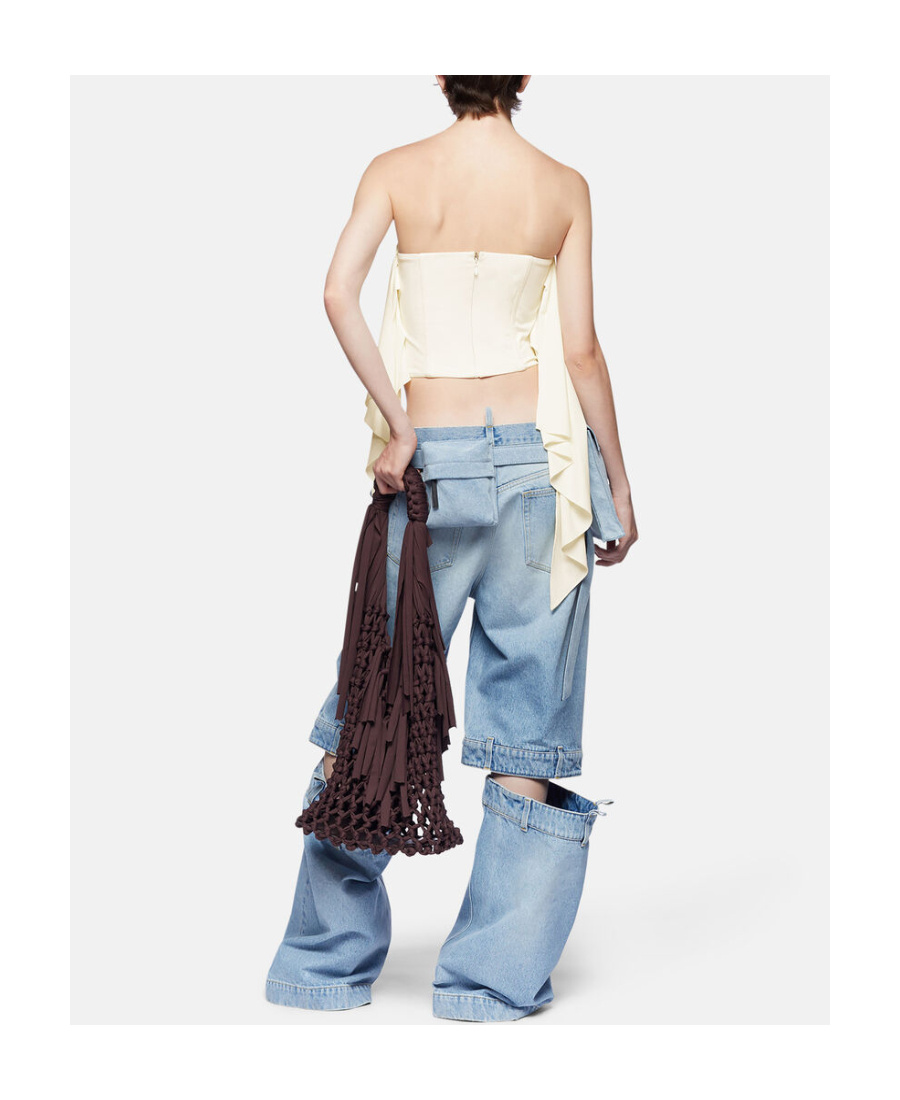 Attico Ashton Mid-rise Wide-leg Jeans In Gray