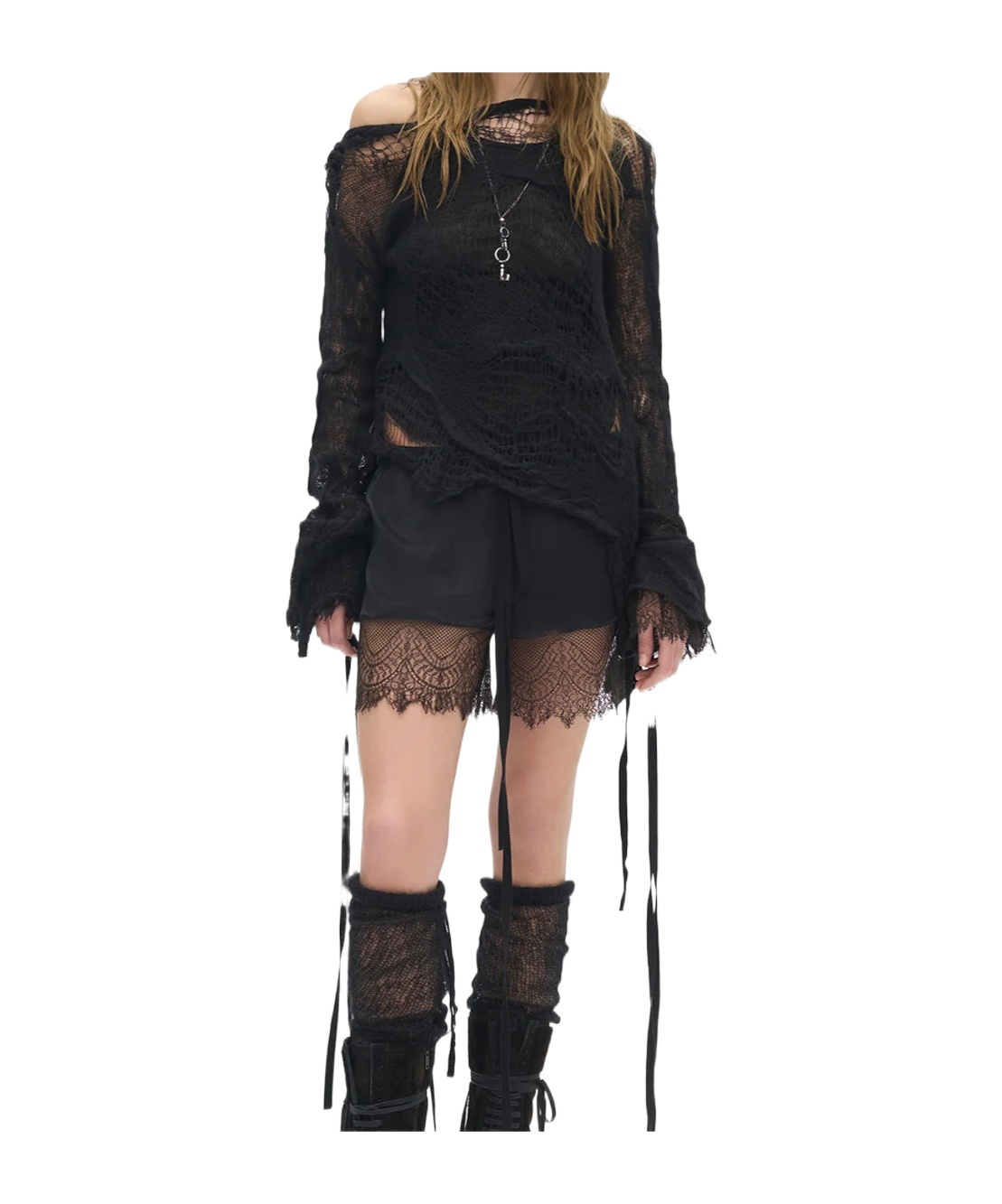 Ann Demeulemeester Cilia Off-shoulder Sweater In Black