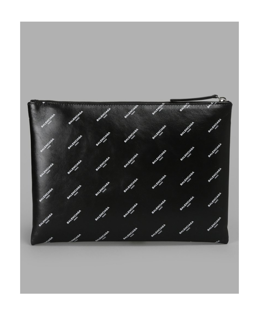 Balenciaga Logo Pattern Handbag In Black