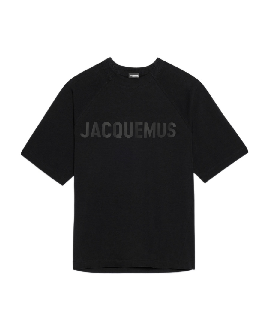 Jacquemus 'le T-shirt Typo' Black Crewneck T-shirt With Logo Lettering On The Front In Black
