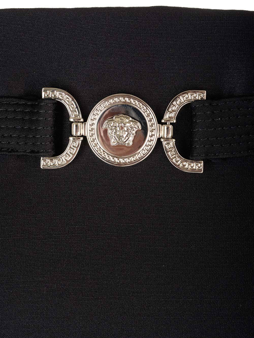 Versace Embellished Wool And Silk-blend Top In Black