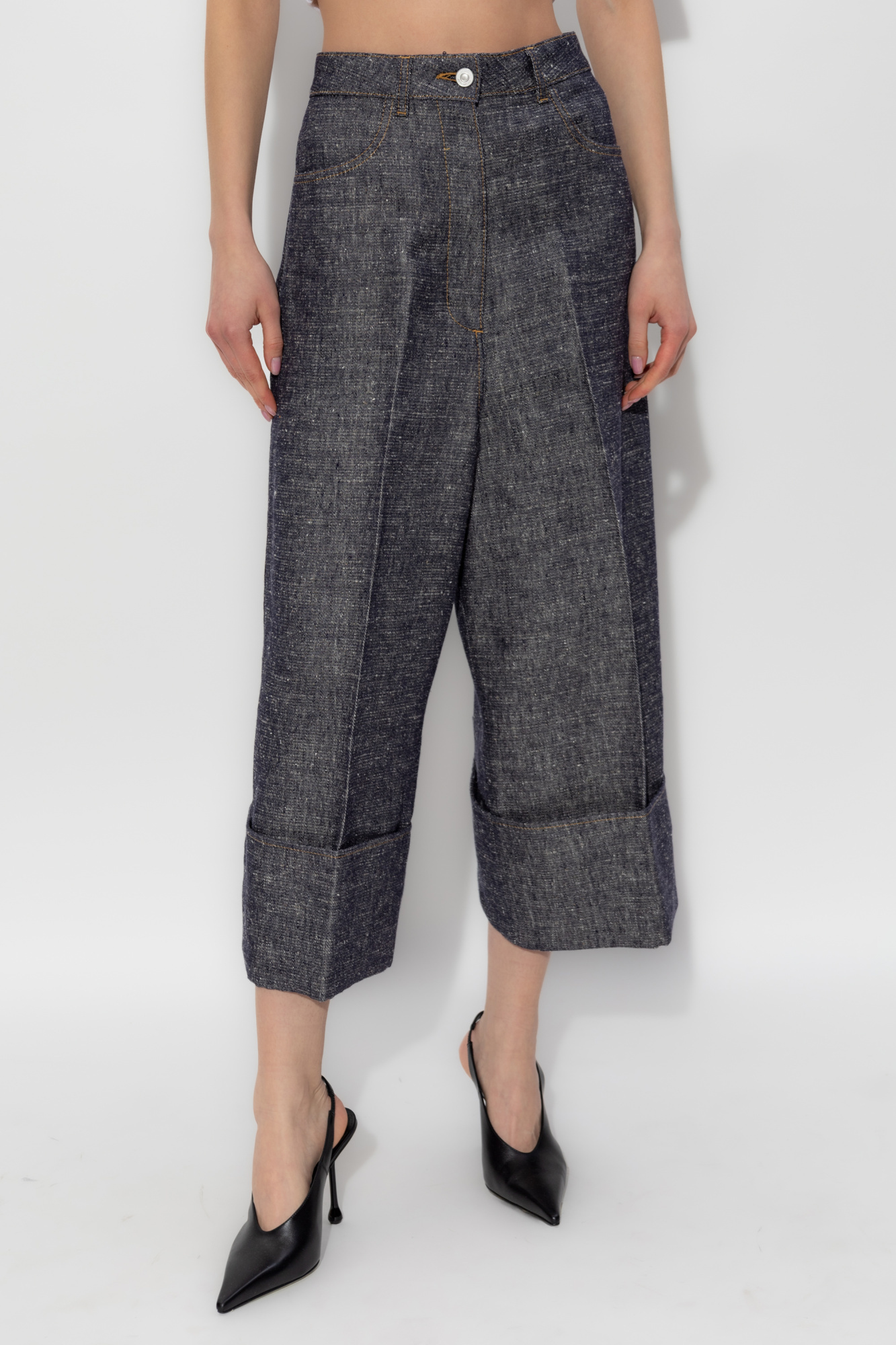 Shop Givenchy Cropped Palazzo Pants In Blue