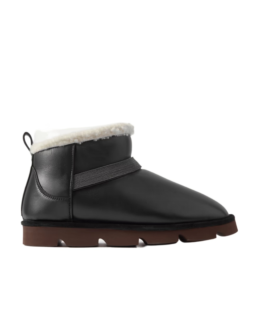 Brunello Cucinelli Leather Short Boots In Black
