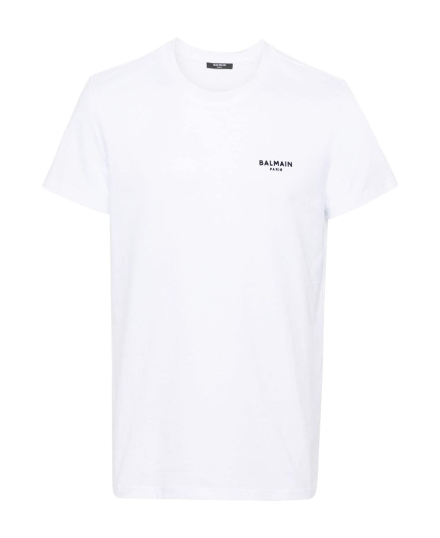 Balmain White Crewneck T-shirt With Logo Lettering Embroidery In White