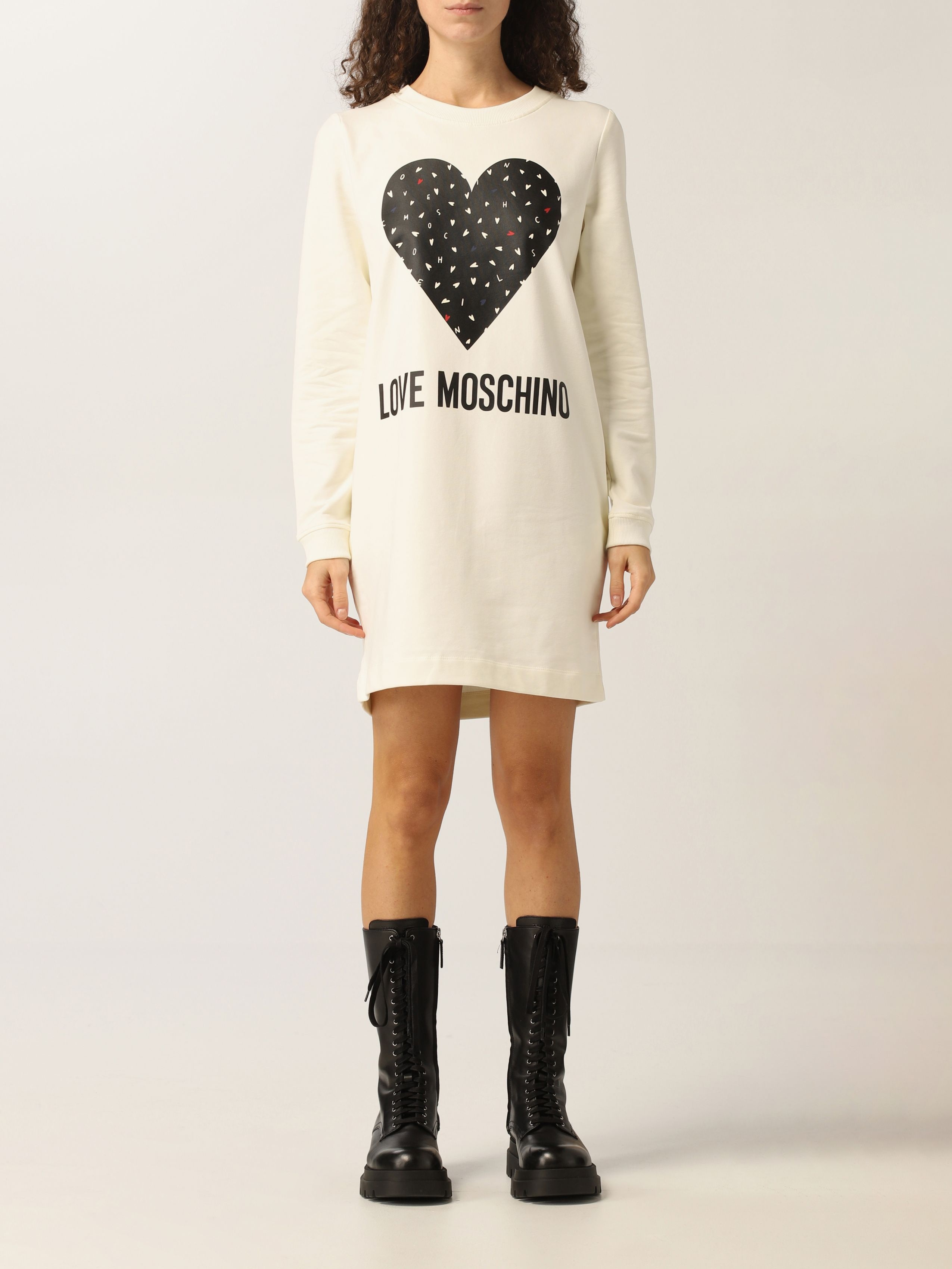 Moschino Logo-print Sweatshirt Dress In White