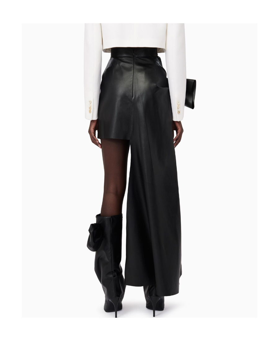 Alexander Mcqueen Bow-detailed Asymmetric Leather Skirt In Black
