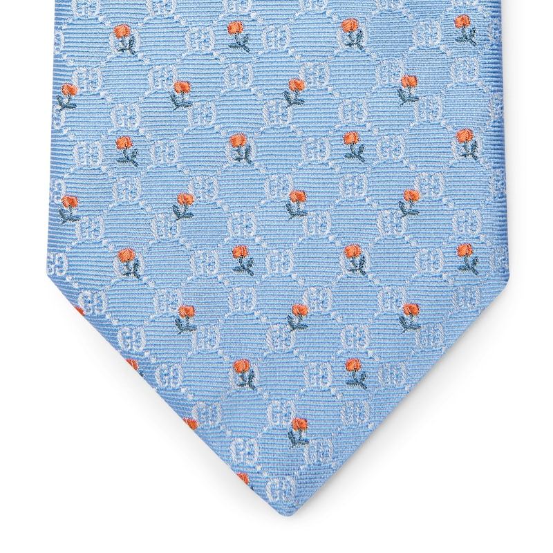 Gucci Gg Jacquard Tie In Blue