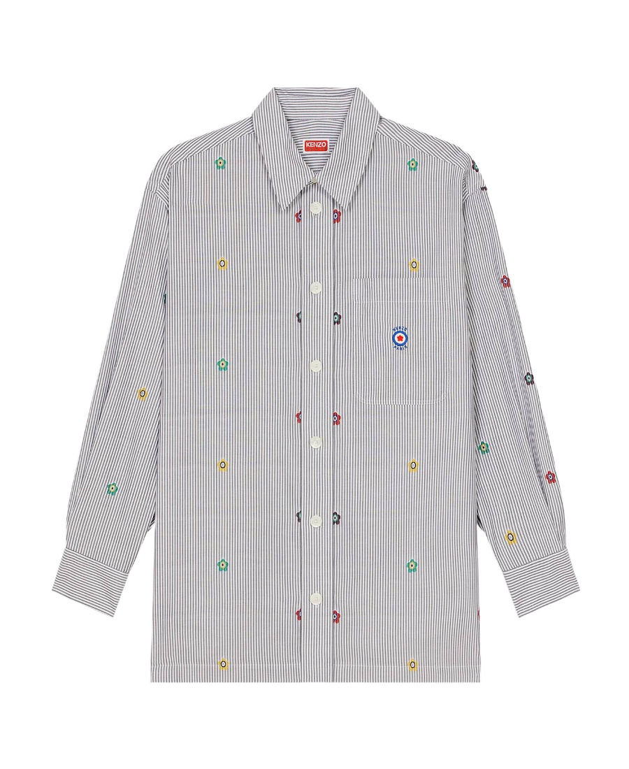 Kenzo Target Oversized Striped Shirt In Gray