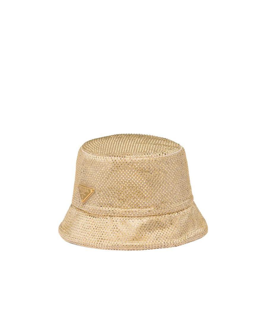 Prada Crystal-embellished Satin Bucket Hat In Yellow