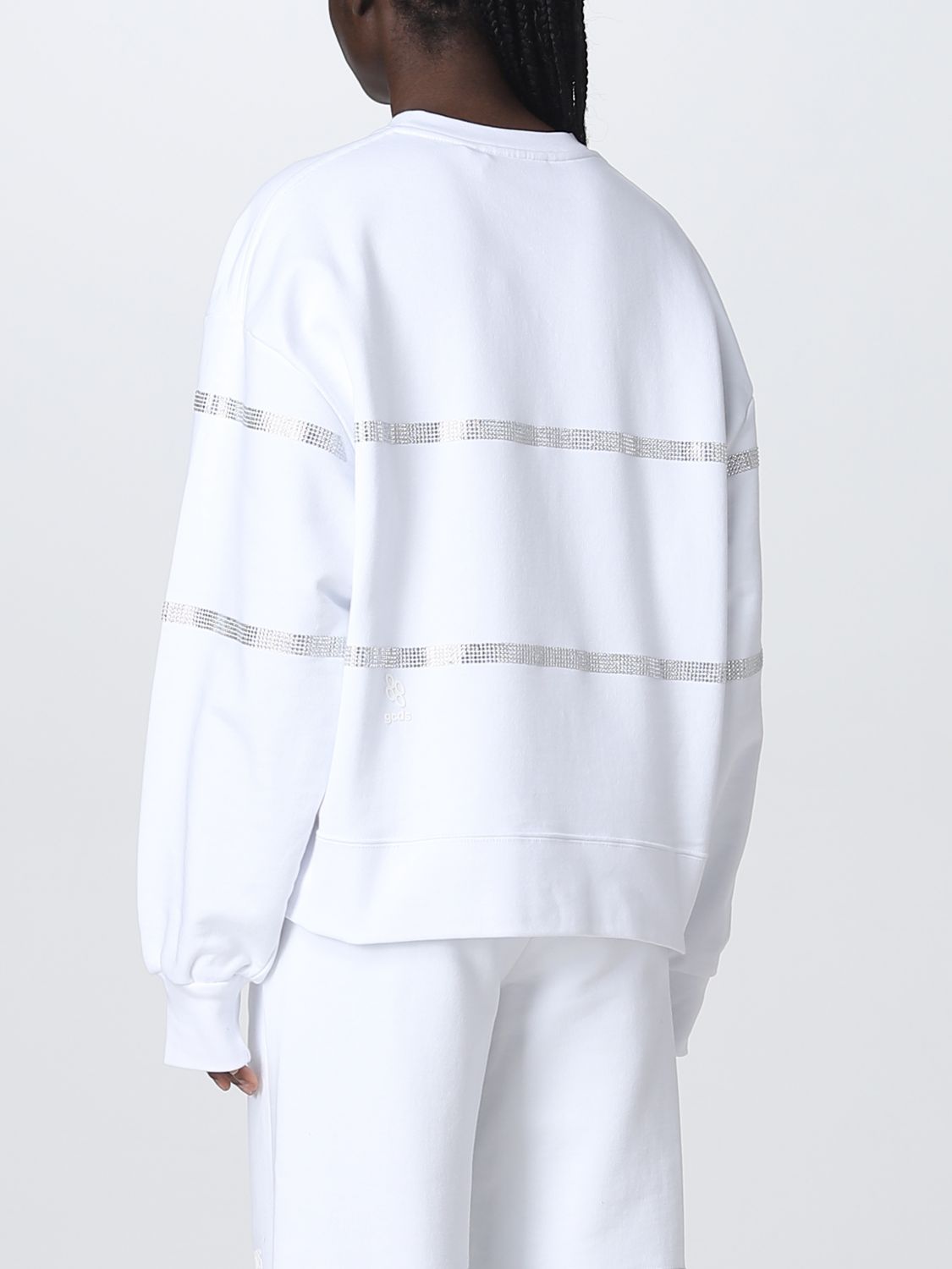 Gcds Cotton Sweatshirt With Frontal Logo Patch In White