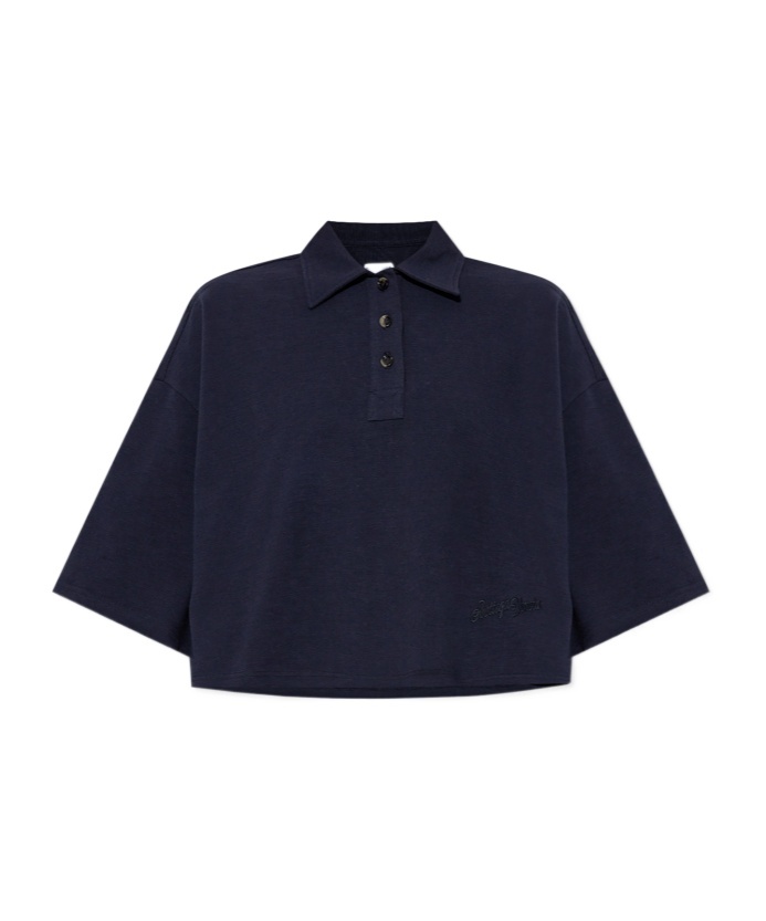 Shop Bottega Veneta Short Sleeved Cropped Polo Shirt In Black