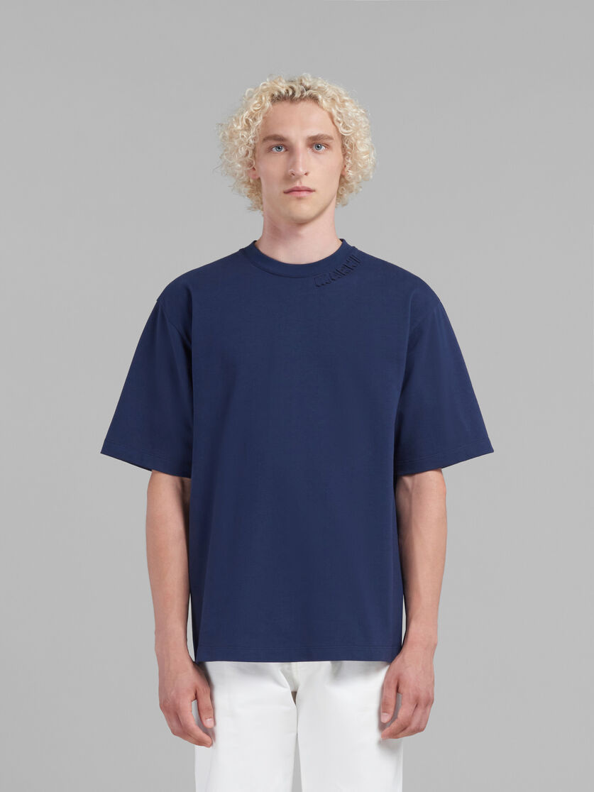 Marni Logo-patch Cotton T-shirt In Blue