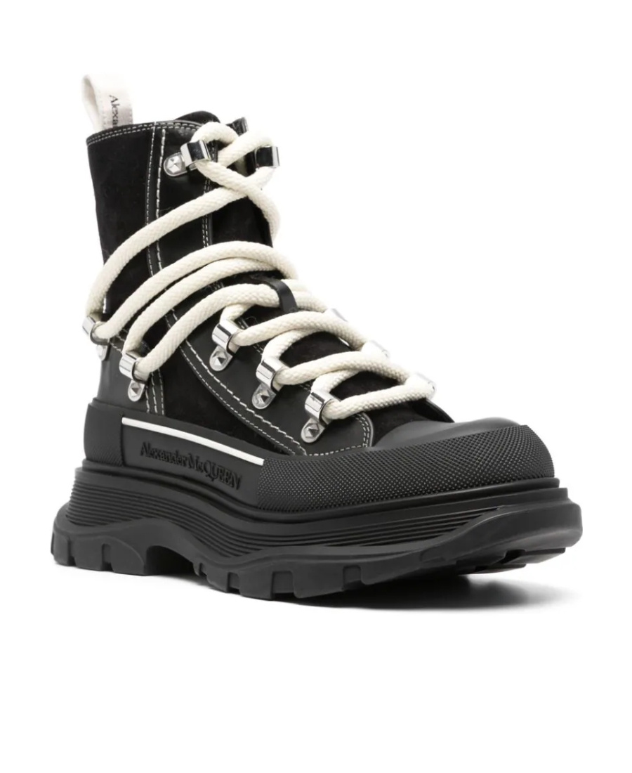 Alexander Mcqueen 50mm Lace-up Ankle Boots In Black