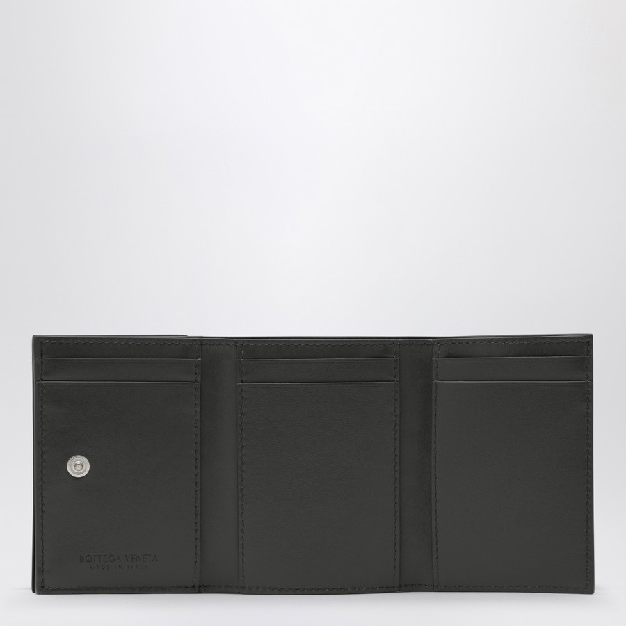 Bottega Veneta Grey Intrecciato Wallet In Black