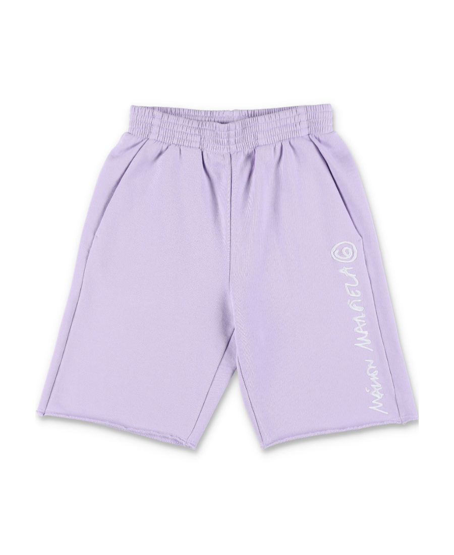 Mm6 Maison Margiela Logo-embroidered Cotton Track Shorts In Purple