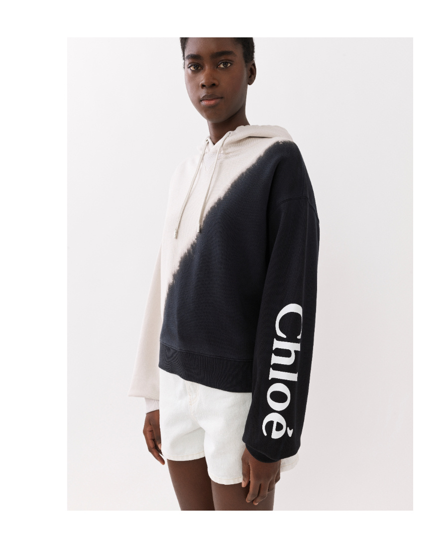 Chloé Logo Dip-dyed Hoodie In Black