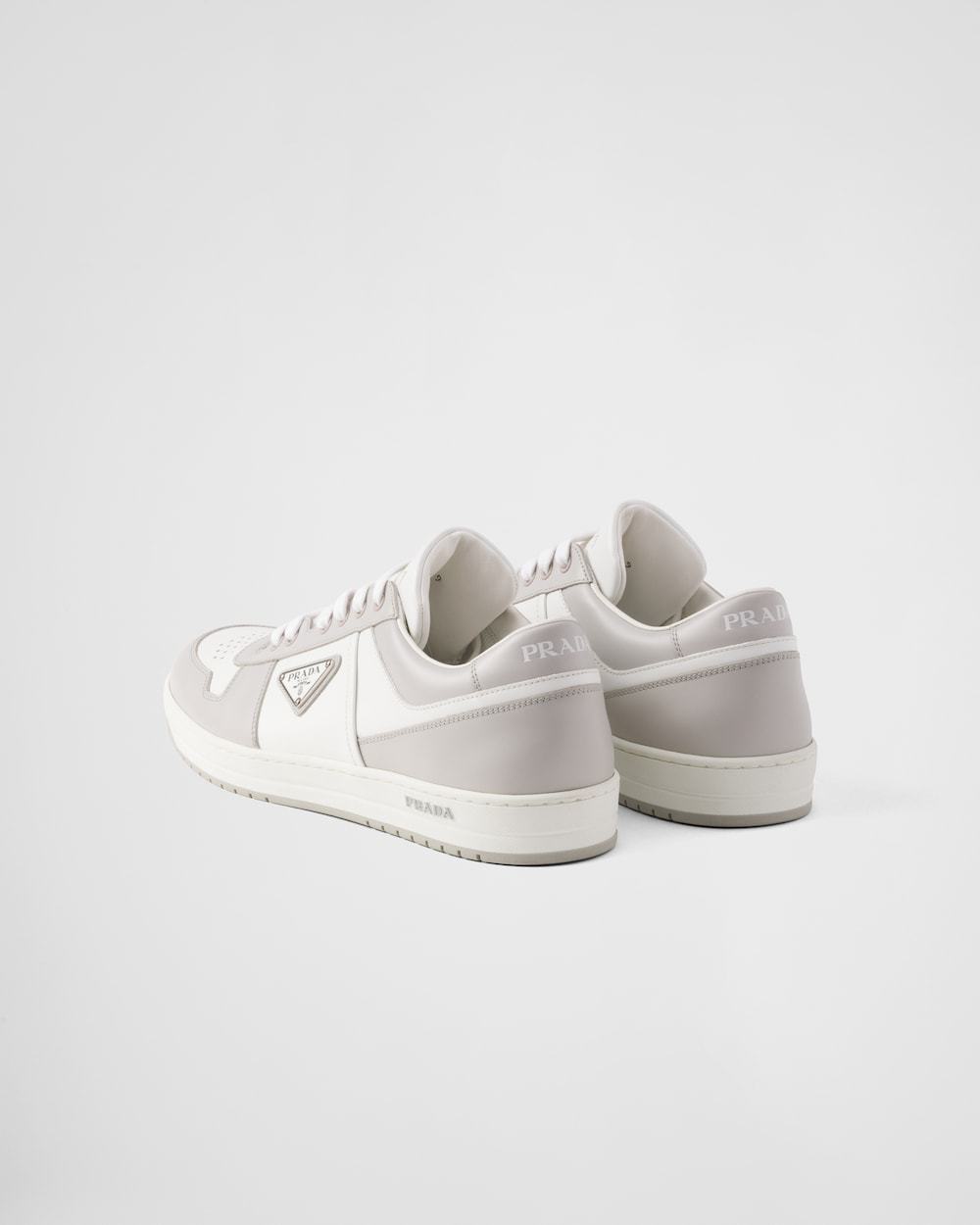 Prada Leather Sneakers Downtown Two-tone Silhouette In White