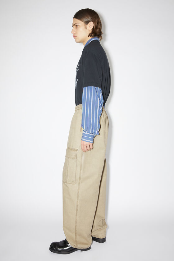 Acne Studios Logo Embroidered Mid-waist Pants In Nude