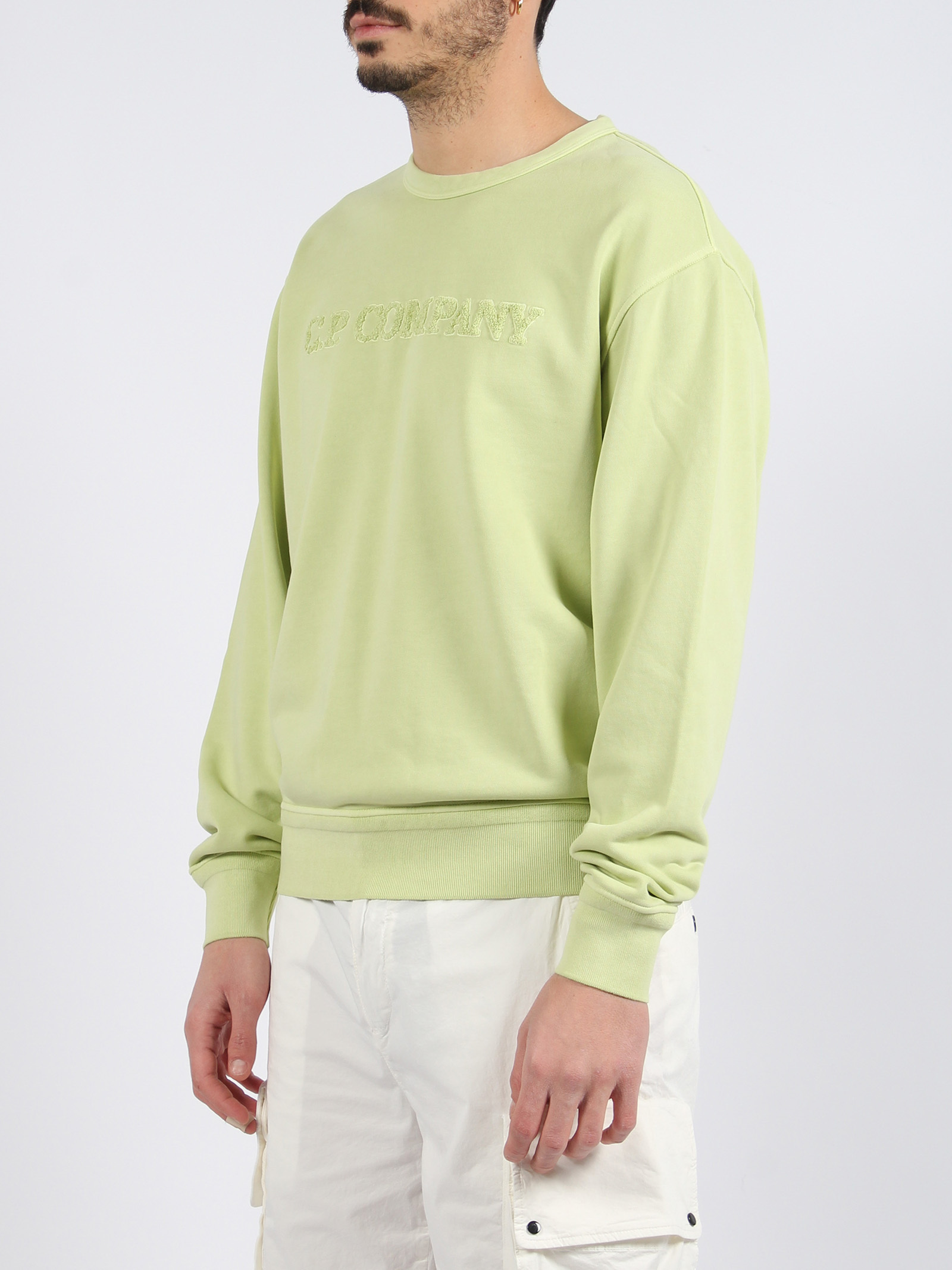 C.p. Company Terrycloth-logo Cotton Sweatshirt In Nude