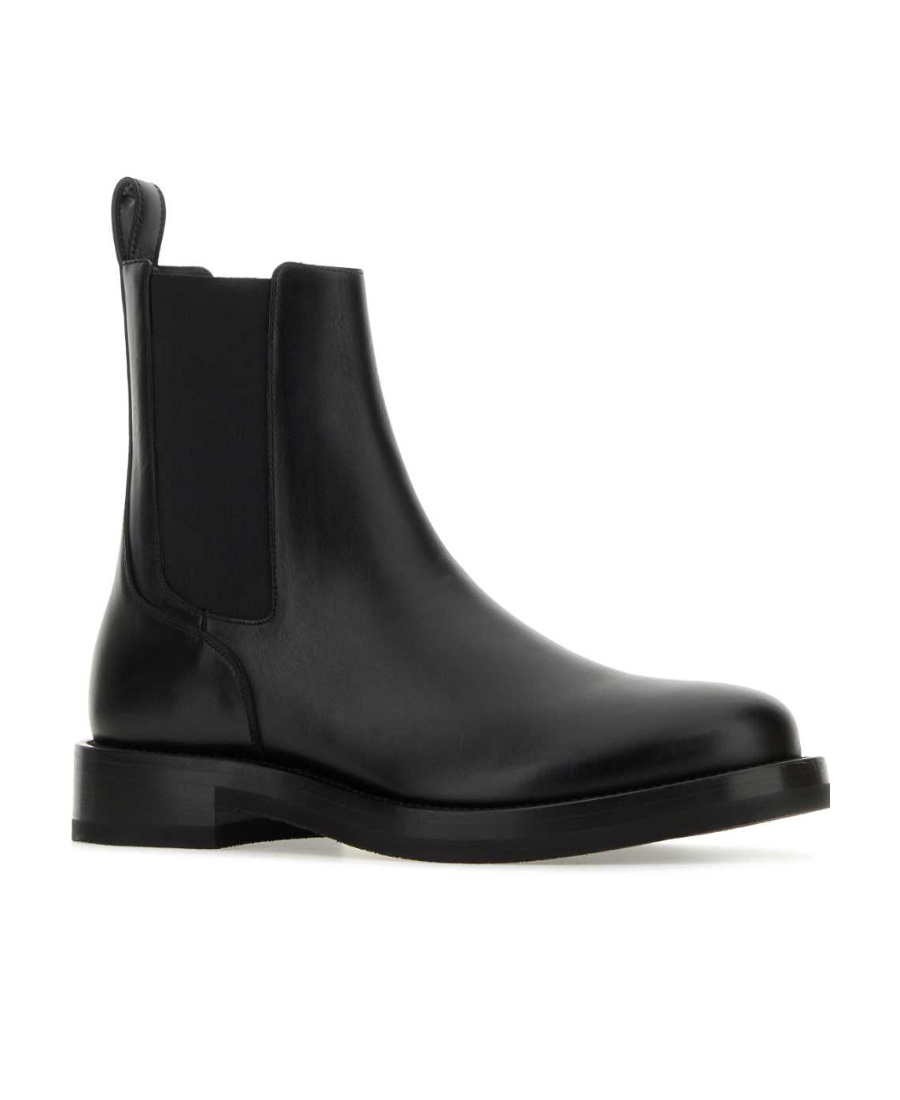 Valentino Studded Leather Ankle Boots With Elastic Panels In Black