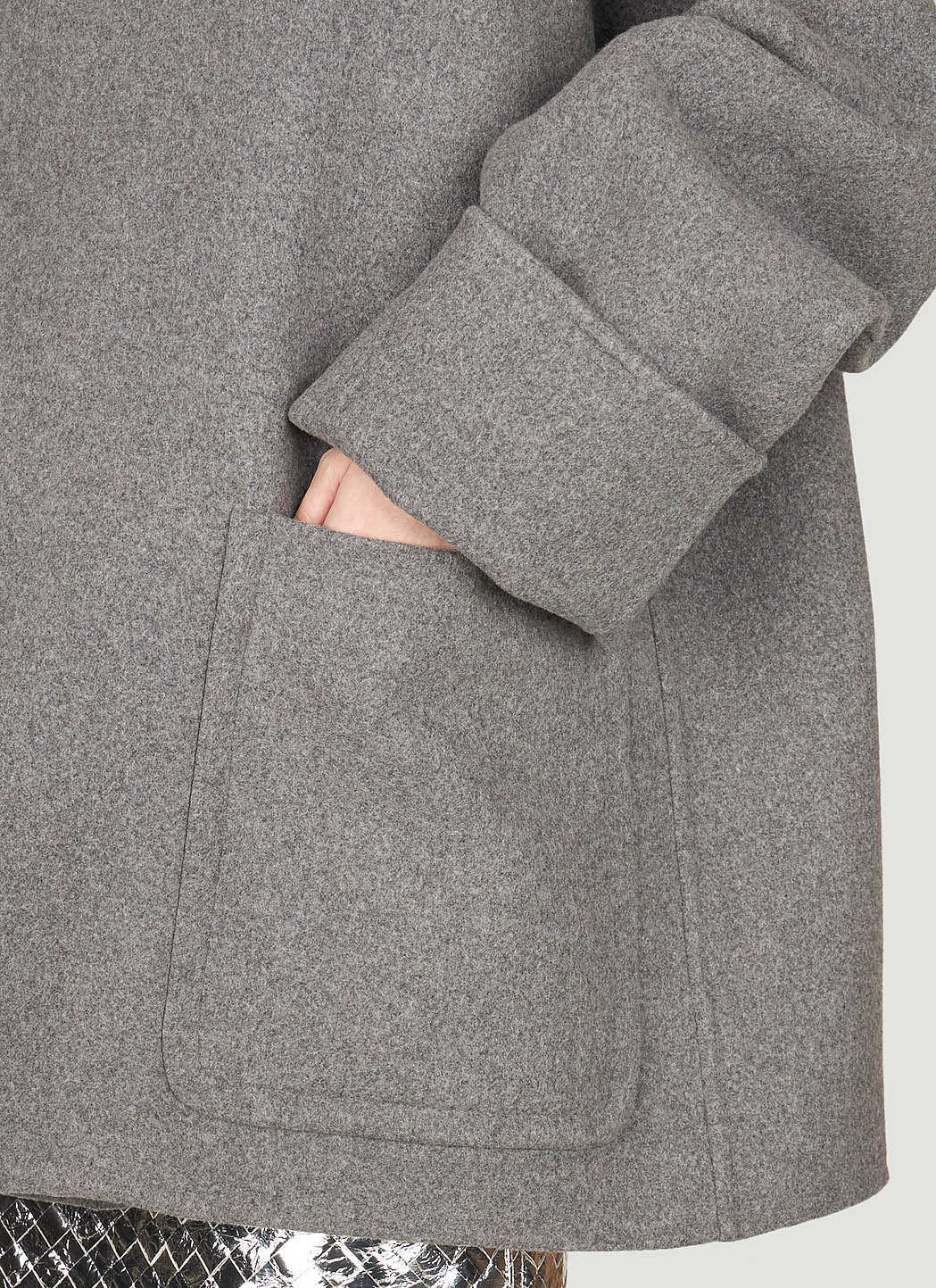Bottega Veneta V-neck Coat In Gray