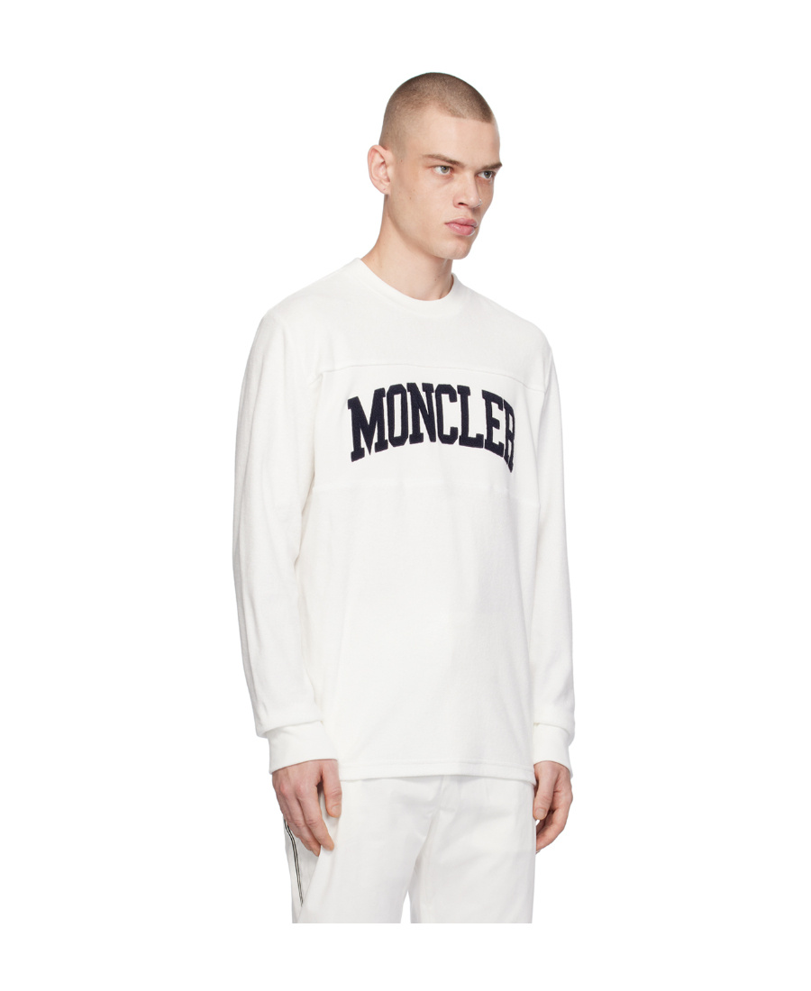 Moncler Logo-embroidered Cotton Sweatshirt In White