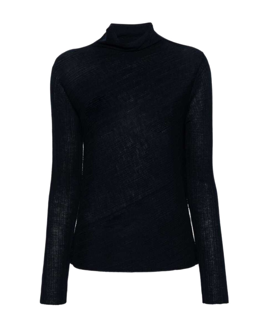 Theory Roll-neck Knit Top In Black