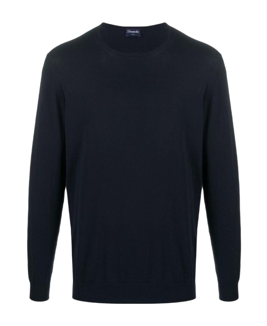 Drumohr Crew Neck Cotton Jumper In Blue