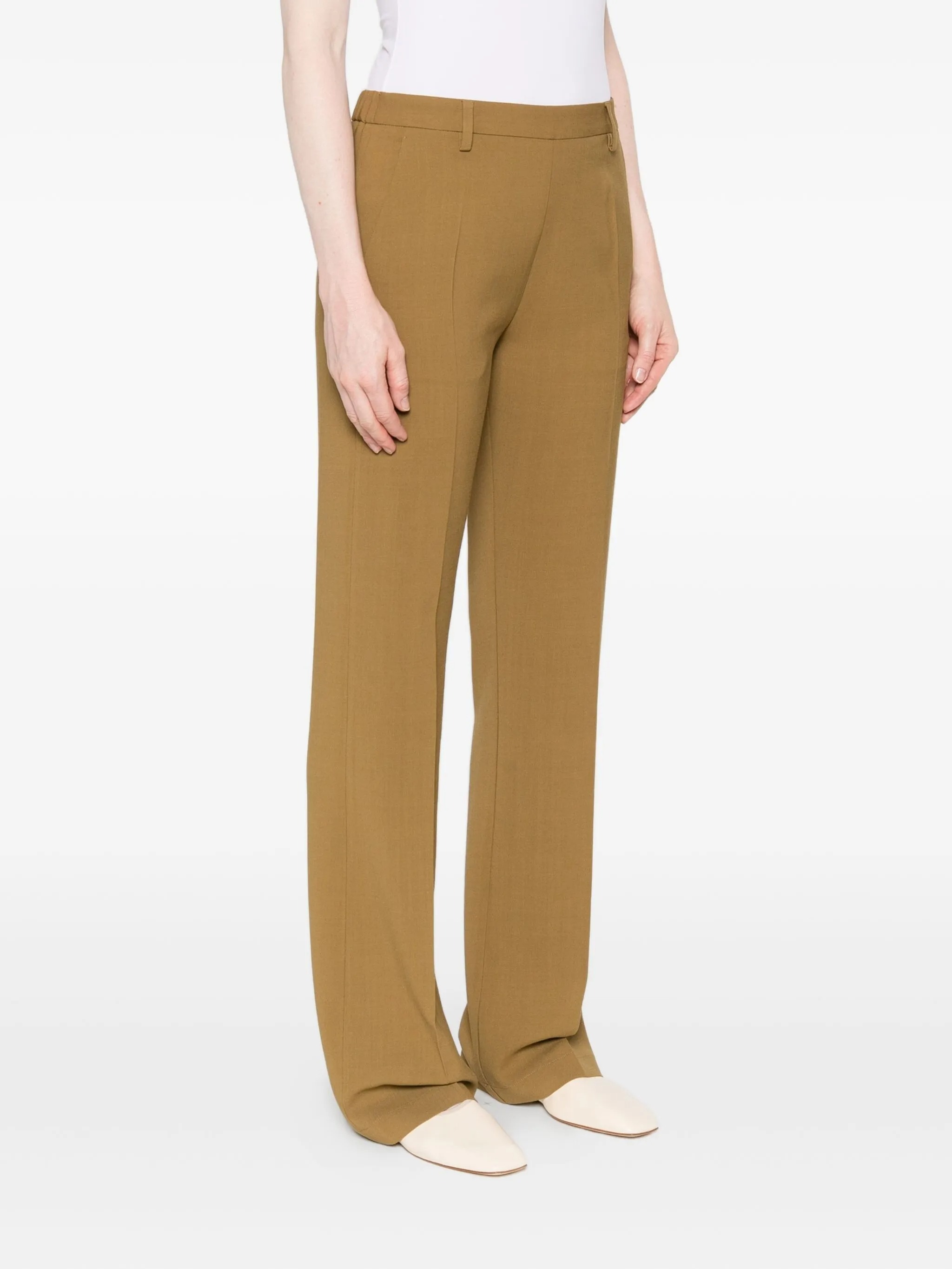 Forte Forte Wool Viscose Twill Regular Waist Pants In Green
