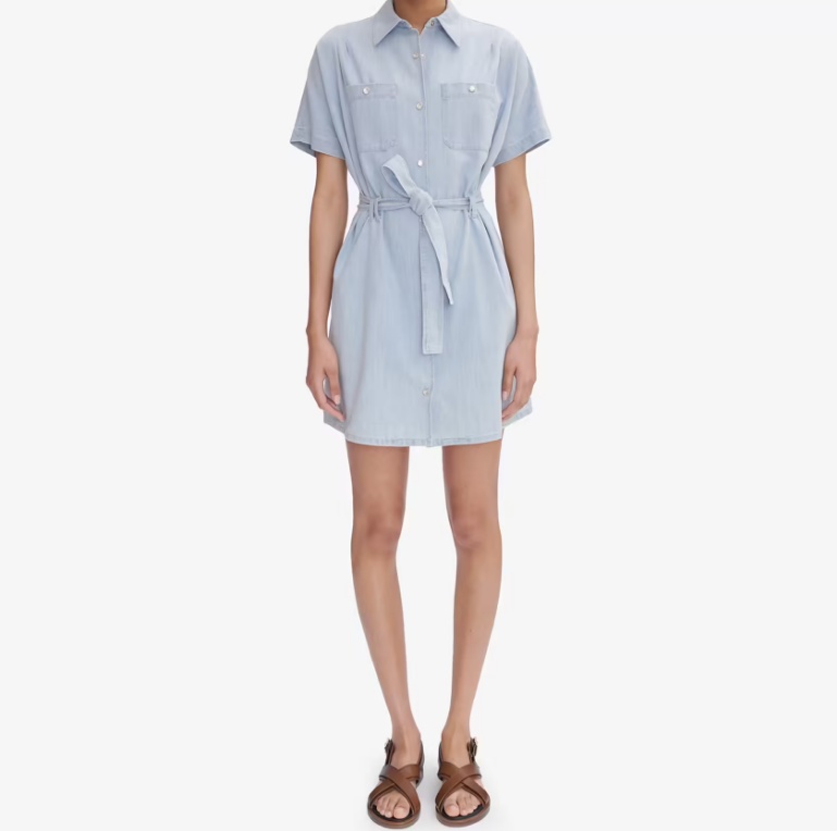 Apc Blue Suzanne Denim Minidress In Gray