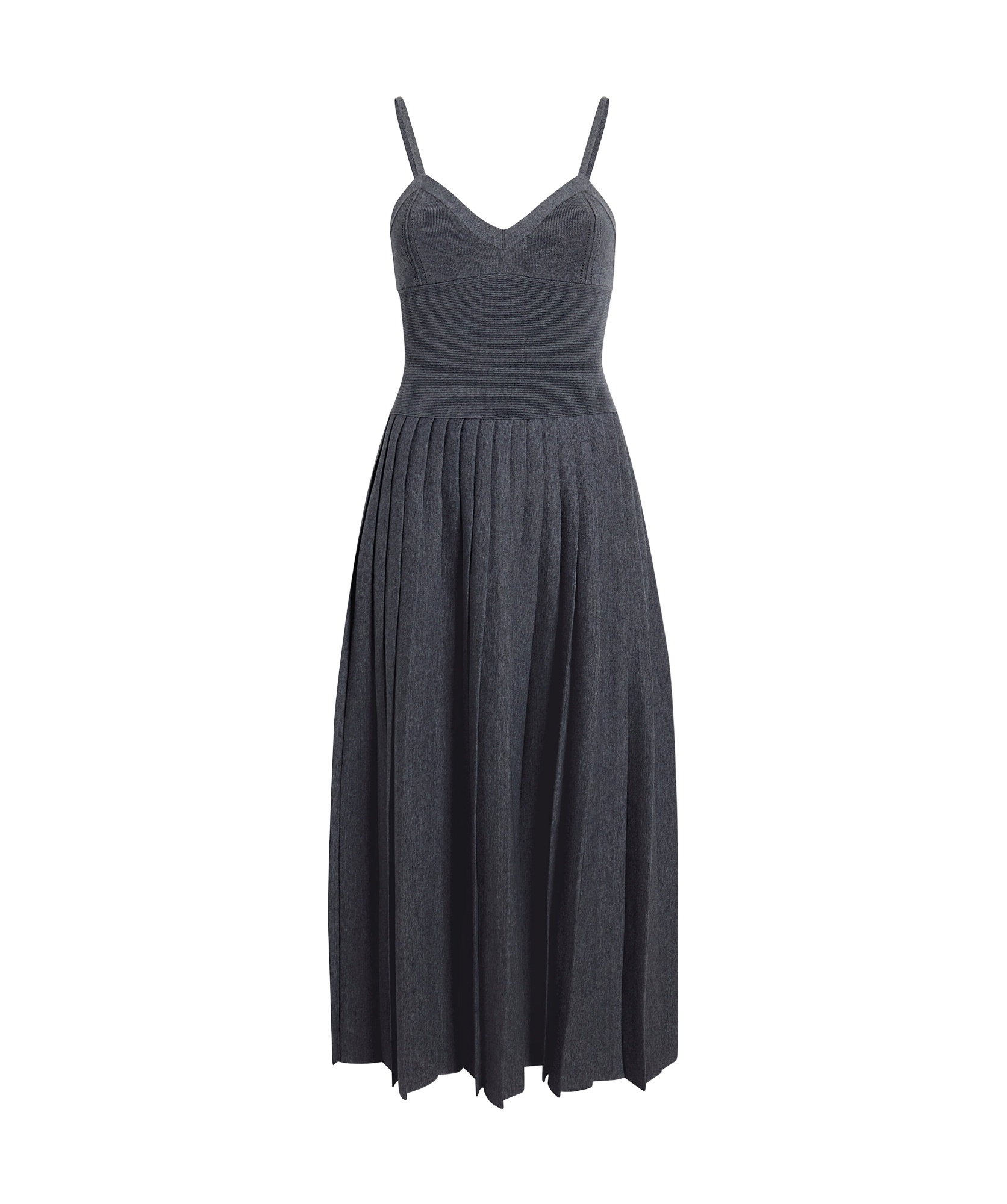 Khaite Elio Pleated Knit Merino Wool Midi Dress In Black