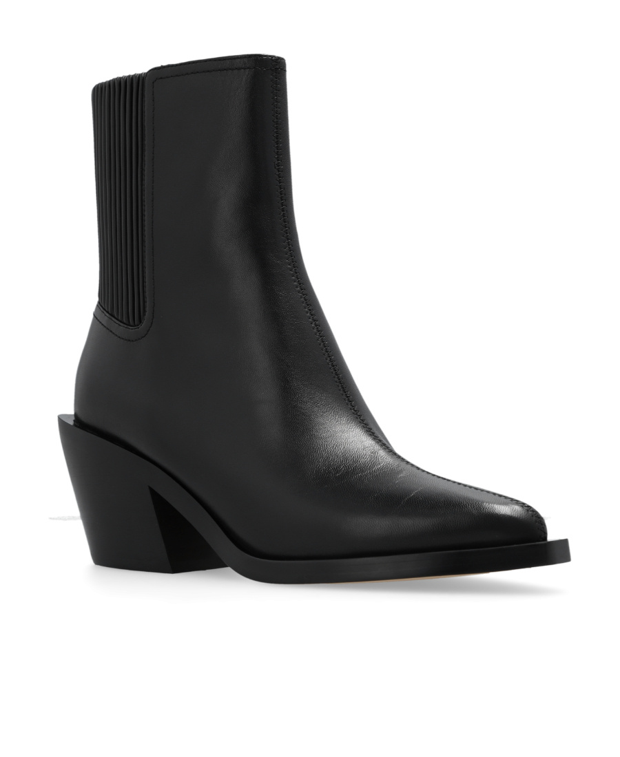 Shop Coach 75mm Pointed-toe Leather Ankle Boots In Black