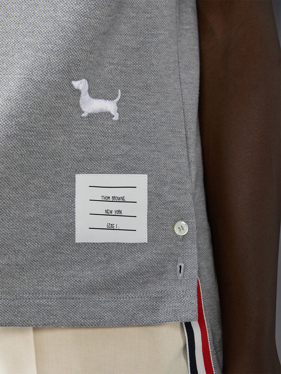 Thom Browne Dog-embroidered Crewneck T-shirt In Gray