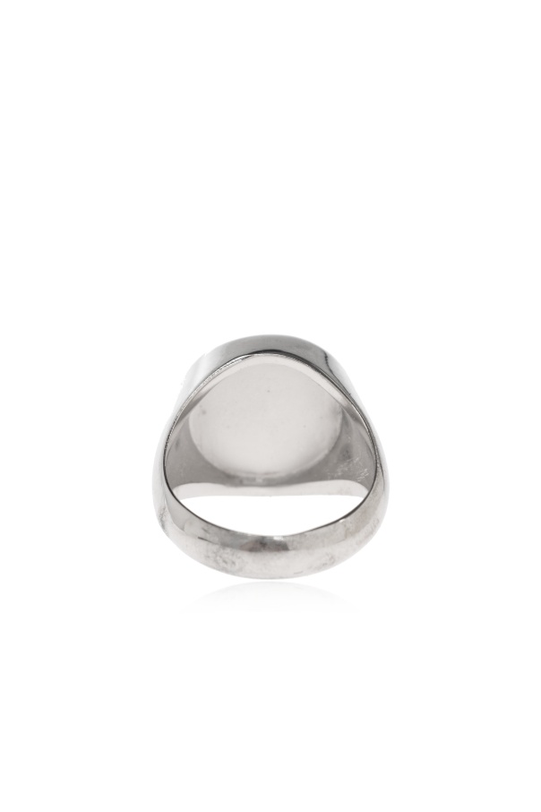 Dolce & Gabbana Stone-detail Logo Ring In Metallic