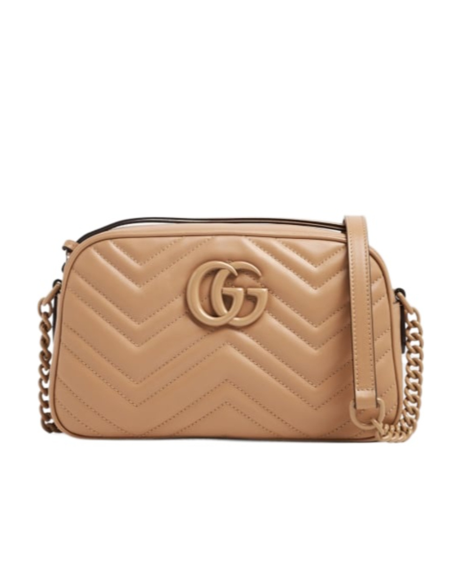 Gucci Gg Marmont Mini Matelasse Leather Camera Bag In Brown